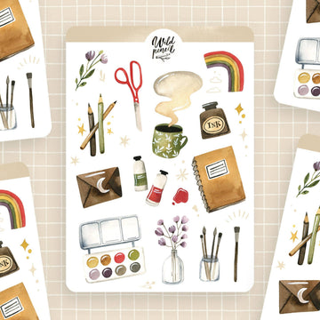 Planche de stickers en papier – Objets de créativité | Wild Pencil Studio