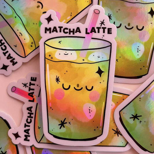 Autocollant Holographique – Latte Matcha