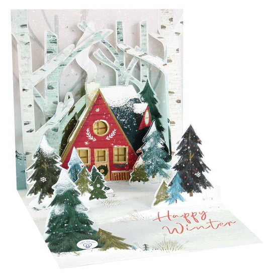 Carte 3D lumineuse – Chalet dans la neige