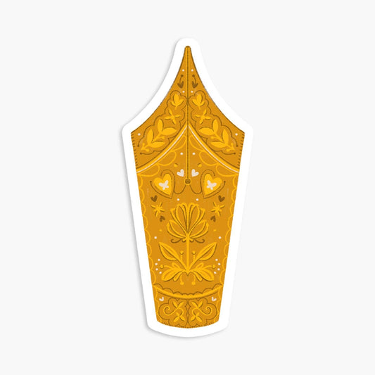 Autocollant vinyle – Plume de stylo plume en or