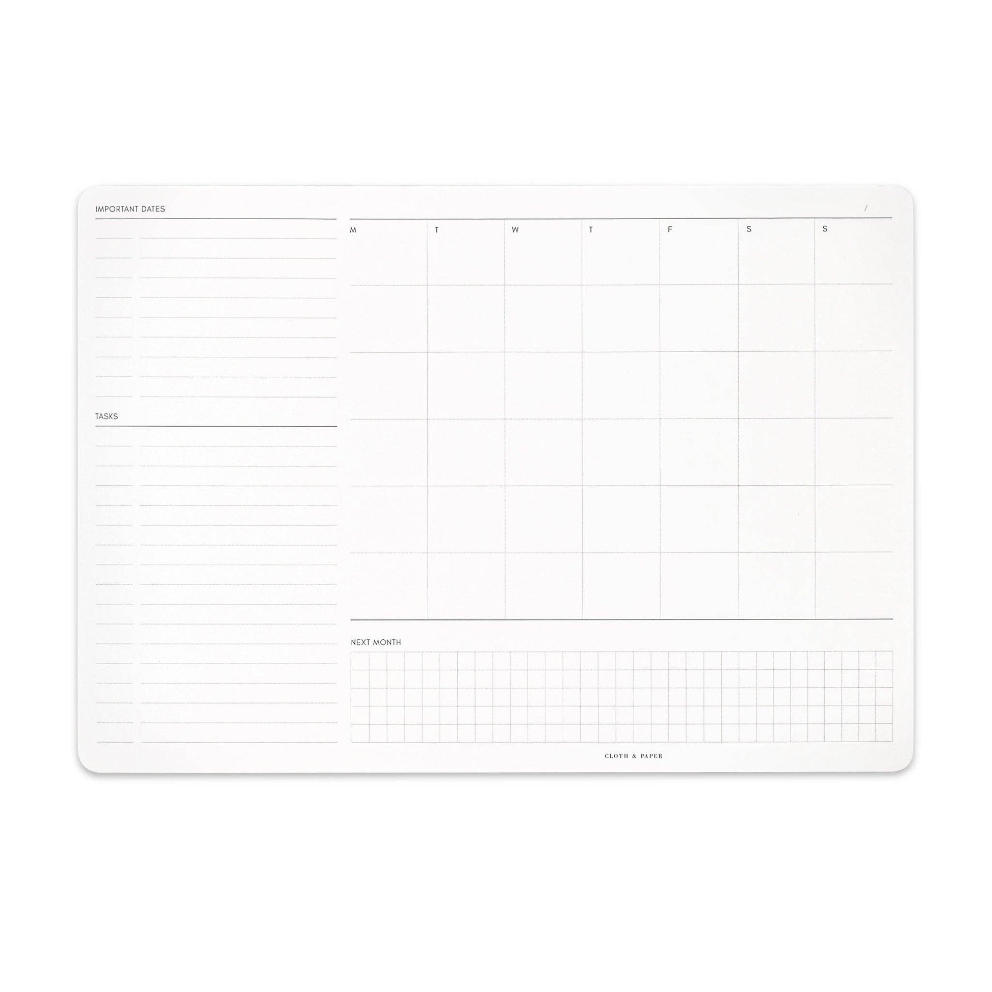 Cloth & Paper – Bloc-notes mensuel d’administration