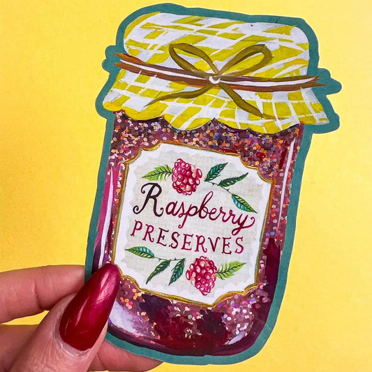 Katie Daisy – Sticker brillant Pot de confiture de framboise