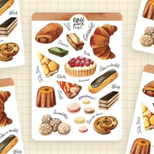 Planche de stickers en papier – Boulangerie française | Wild Pencil Studio