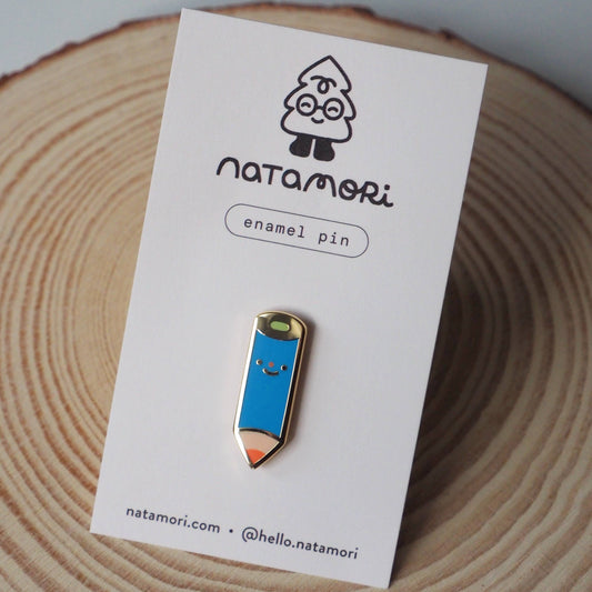 Crayon bleu • épingle en émail