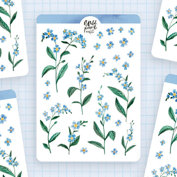 Planche d'autocollants — Fleurs de myosotis