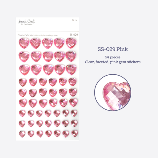 Autocollants en strass cœur – Acrylique transparent  2 options disponibles