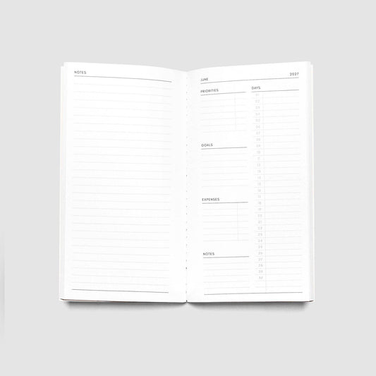 Agenda daté 2027 pour carnet de voyage Pocket Plus - Mensuel - Cloth & Paper