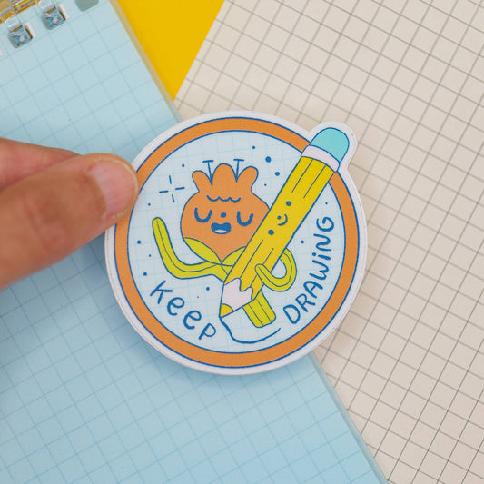 Sticker vinyle – Petit crayon fatigué - Message mignon de motivation pour artiste - Ivna Lins