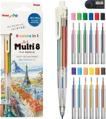 Pentel Multi 8 – Portemine multicolore 2.0 mm - avec recharges ou sans recharge